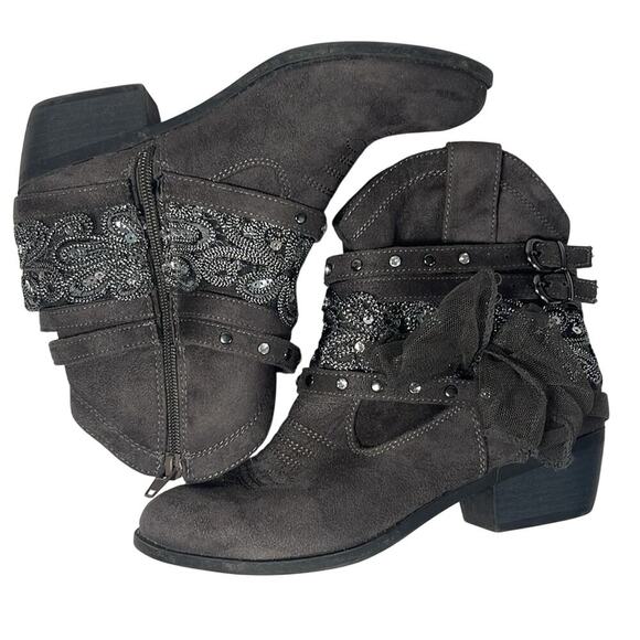 Not Rated Midas Gray Embellished Cowgirl  Boots Women's Size 6 - Picture 8 of 9